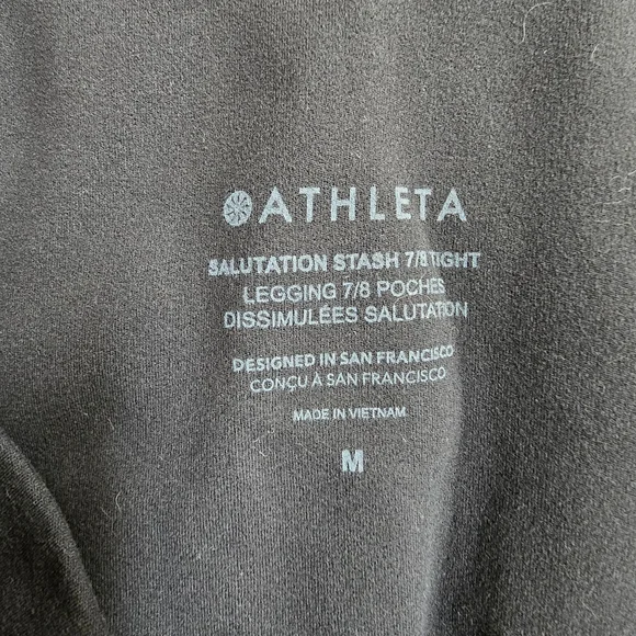 Athleta Black Salutation Stash 7/8 Tight Leggings Medium - Picture 6 of 8
